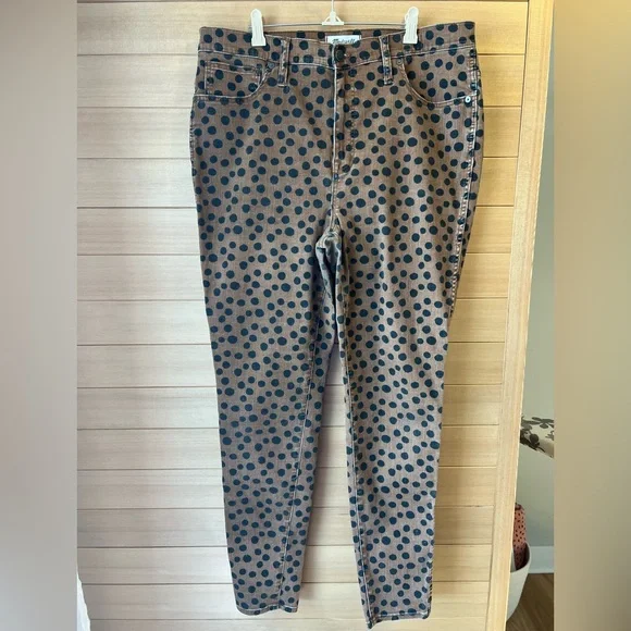 Madewell 10” High Rise Skinny Jeans Leopard Dot 33T/10 Tall - Picture 3 of 8